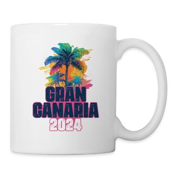 Gran Canaria 2024 Urlaub Palmen Klecks - Tasse - Weiß - Rechts
