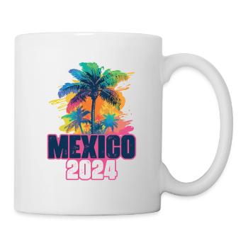 Mexiko 2024 Urlaub Palmen Klecks - Tasse - Weiß - Rechts