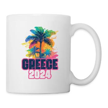 Greece 2024 Urlaub Palmen Klecks - Tasse - Weiß - Rechts