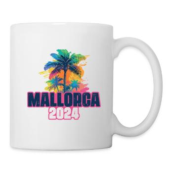 Mallorca 2024 Urlaub Palmen Klecks - Tasse - Weiß - Rechts