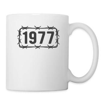 Geburtstag Jahrgang 1977 Stacheldraht - Tasse - Weiß - Rechts