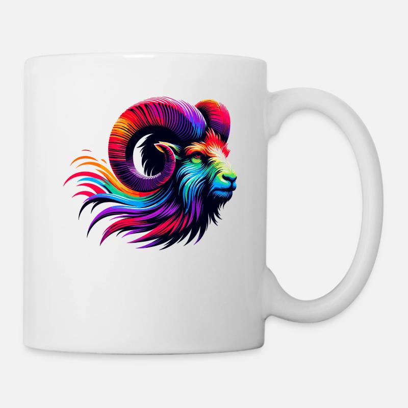 Widder Sternzeichen Lebendiges Regenbogen-Design - Tasse - Weiß