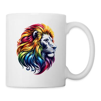 Löwe Tierkreiszeichen Lebendiges Regenbogen-Tiersymbol - Tasse - Weiß - Rechts