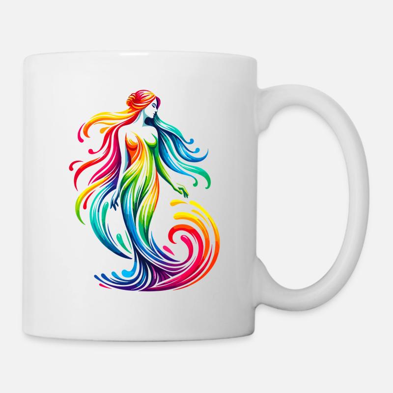 Jungfrau Sternzeichen Lebendiges Regenbogen-Design - Tasse - Weiß