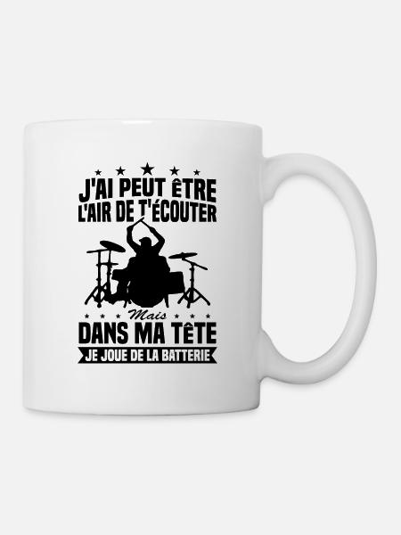 Dans Ma Tête Je Joue De La Batterie - Mug blanc - blanc