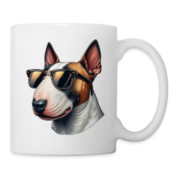 Bullterrier mit Sonnenbrille - Tasse - Weiß - Rechts