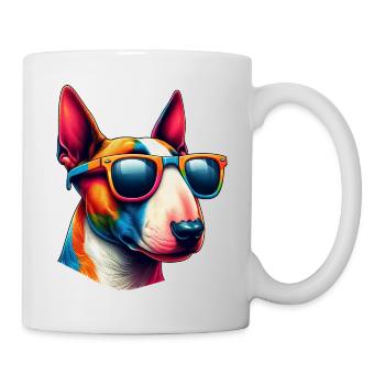 Colorfull Bull Terrier Wearing Sunglasses - Mug - white - Right