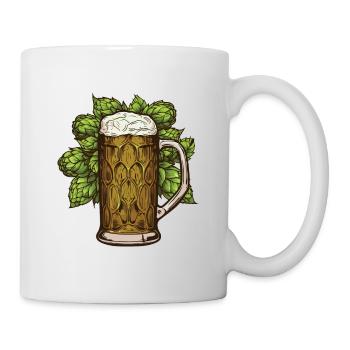 Beer glass, hops, malt, beer - Mug - white - Right
