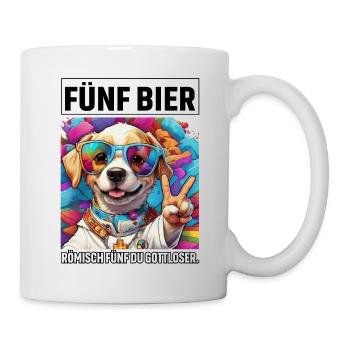 Funny Dog Five Beer Roman Five You Godless - Mug - white - Right