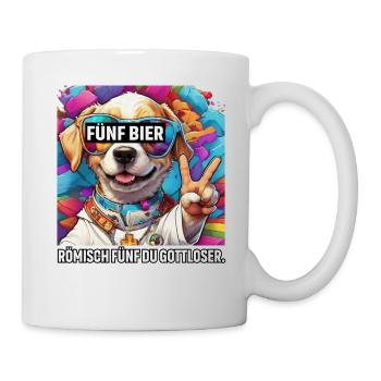 Five Beers Roman Five You Godless Merry Dog - Mug - white - Right