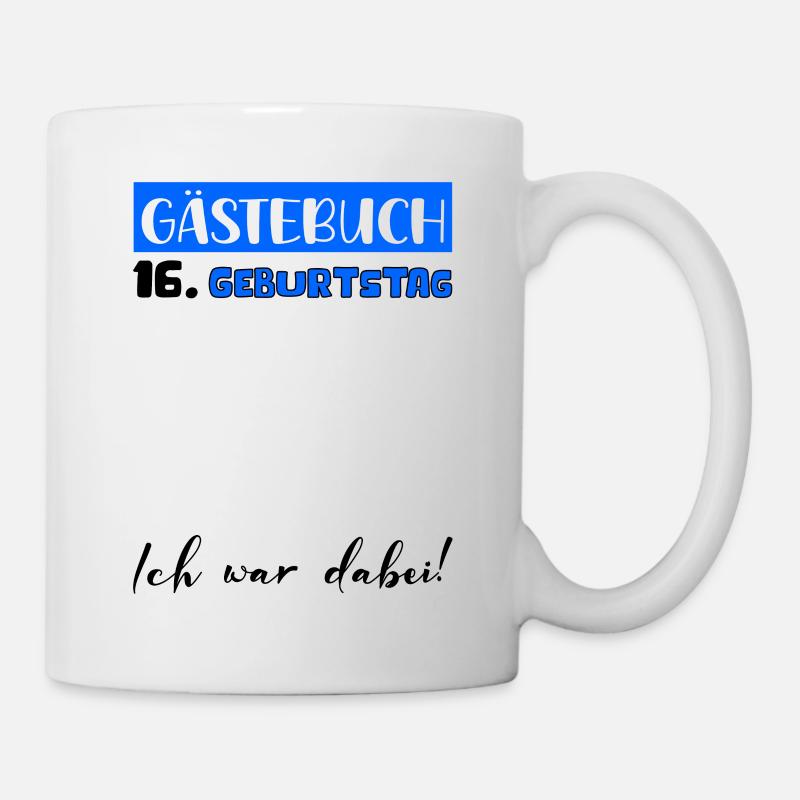 Gästebuch Deko Männer Jungen 16. Geburtstag Tshirt - Tasse - Weiß