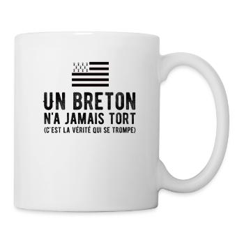 Drapeau Bretagne un breton n’a jamais tort - Mug blanc - blanc - Droite
