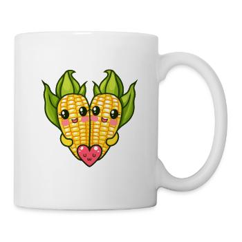 Maïs Couple Amour Coeur Saint Valentin - Mug blanc - blanc - Droite