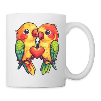 Perroquet Couple Amour Couple Amoureux - Mug blanc - blanc - Droite