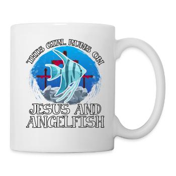 This Girl runs on Jesus and Angelfish - Mug - white - Right