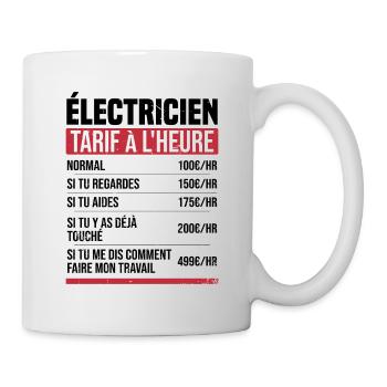 Elektriker Stundensatz Geschenkidee Humor - Tasse - Weiß - Rechts
