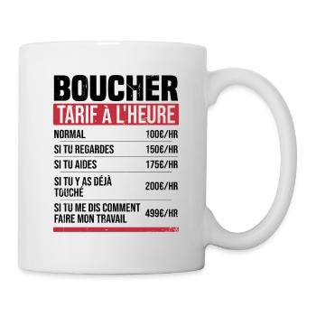 Boucher tarif à l'heure idée cadeau humour - Mug blanc - blanc - Droite
