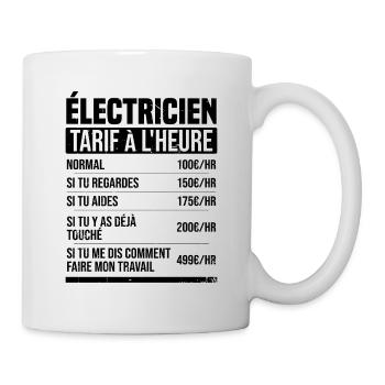 Elektriker Stundensatz Geschenkidee Humor - Tasse - Weiß - Rechts