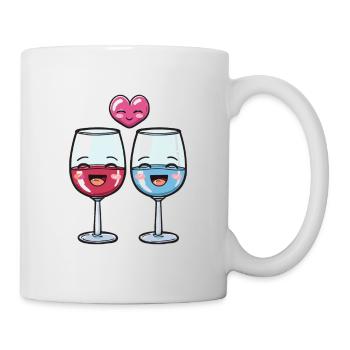 Red Wine Couple Wine Love Heart Funny - Mug - white - Right