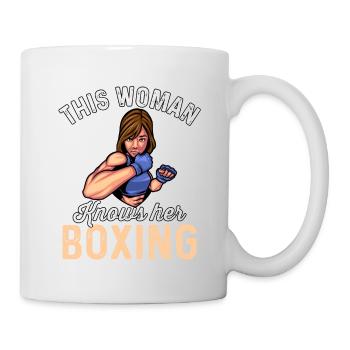 Diese Frau kennt ihr Boxen - Tasse - Weiß - Rechts