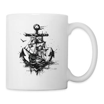 Anker Schiff Segelschiff Kunst Matrose Seemann - Tasse - Weiß - Rechts
