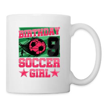 9th birthday Girl Soccer 9 Years Old Gifts - Tasse - Weiß - Rechts