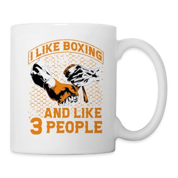 Ich mag Boxen und mag 3 Leute - Tasse - Weiß - Rechts