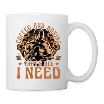 Kaffee und Boxen, das ist alles, was ich brauche - Tasse - Weiß - Rechts
