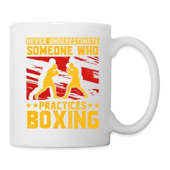 Ne sous-estimez jamais quelqu’un qui pratique la boxe - Mug blanc - blanc - Droite