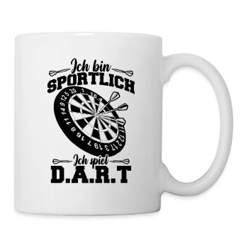 Ich bin sportlich Ich Spiel Darts - Tasse - Weiß - Rechts