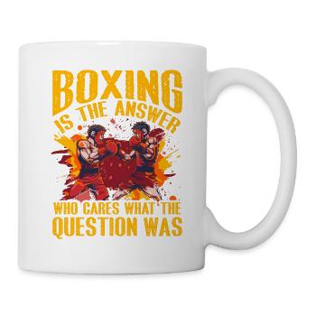 Boxen ist die Antwort, wen interessiert die Frage - Tasse - Weiß - Rechts