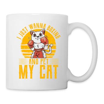 Je veux juste boxer et caresser mon chat - Mug blanc - blanc - Droite