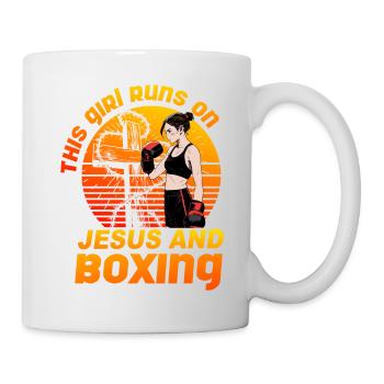 This Girl läuft auf Jesus und Boxen - Tasse - Weiß - Rechts