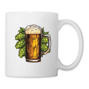 Beer glass, hops, malt, beer - Mug - white - Right