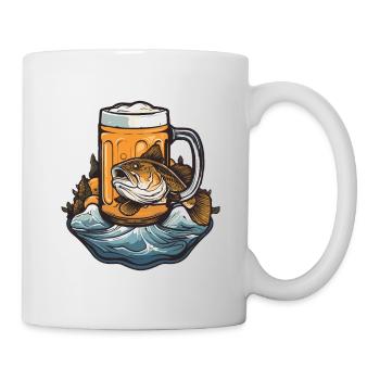Bière de pêche - Mug blanc - blanc - Droite