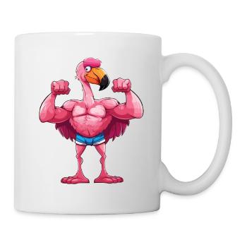 Flamingo Muscles, Fitness, Bodybuilding, Weight Training - Mug - white - Right