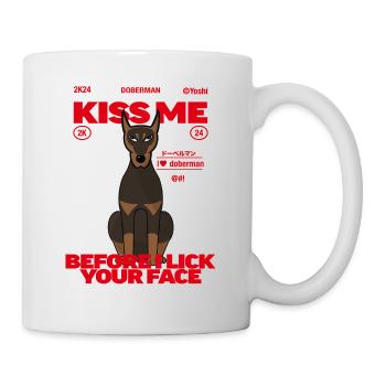 Doberman embrasse-moi avant que je te lèche - Mug blanc - blanc - Droite