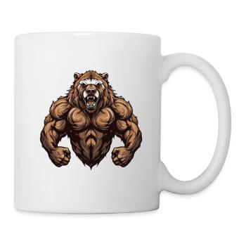 Bär Grizzly Muskeln - Tasse - Weiß - Rechts