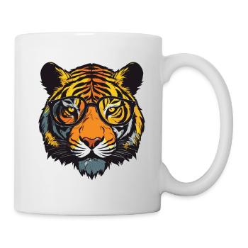 Tiger Kopf Porträt Cool - Tasse - Weiß - Rechts