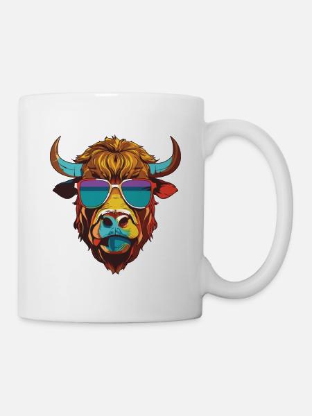 Bulle Kopf Porträt Cool Taurus - Tasse - Weiß