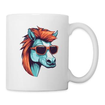 Pferd Kopf Porträt Cool - Tasse - Weiß - Rechts