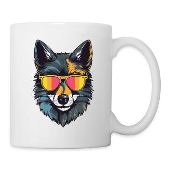 Portrait de tête de loup Cool - Mug blanc - blanc - Droite