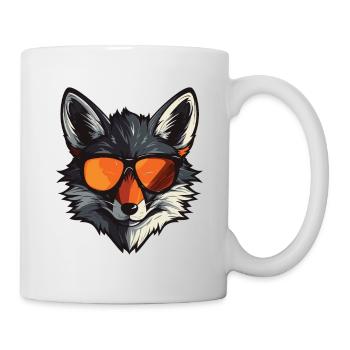 Fuchs Kopf Porträt Cool - Tasse - Weiß - Rechts