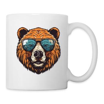 Portrait de tête d’ours Cool - Mug blanc - blanc - Droite