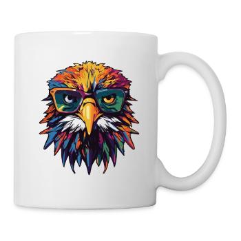 Adler Kopf Porträt Cool - Tasse - Weiß - Rechts