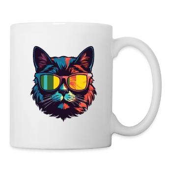Katze Symbol Kopf Porträt Cool - Tasse - Weiß - Rechts