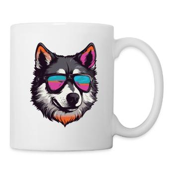 Portrait de tête de chien husky cool - Mug blanc - blanc - Droite