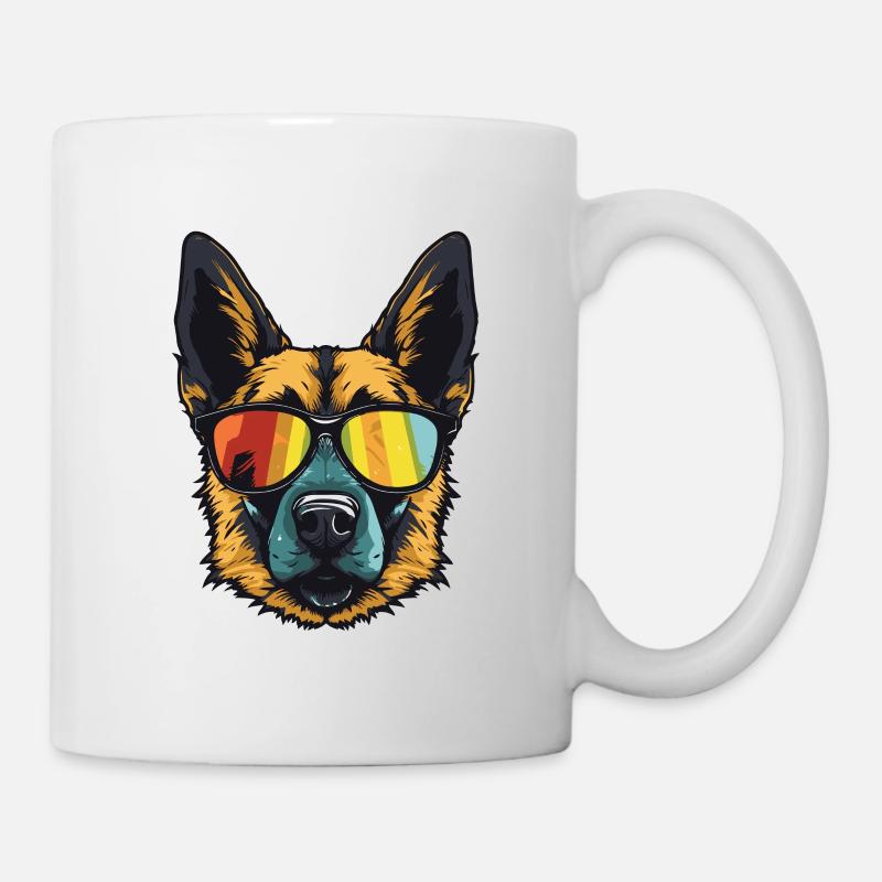 Schäferhund Hund Kopf Porträt Cool - Tasse - Weiß