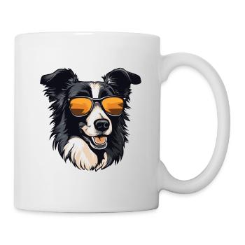 Border Collie Chien Tête Portrait Cool - Mug blanc - blanc - Droite