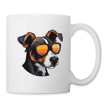 Jack Russel Terrier Hund Porträt Cool - Tasse - Weiß - Rechts